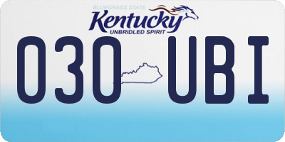 KY license plate 030UBI