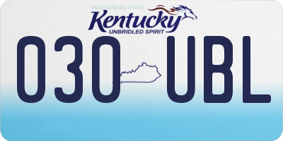 KY license plate 030UBL