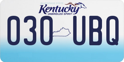 KY license plate 030UBQ
