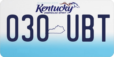 KY license plate 030UBT