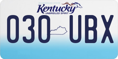 KY license plate 030UBX
