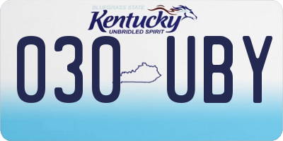 KY license plate 030UBY