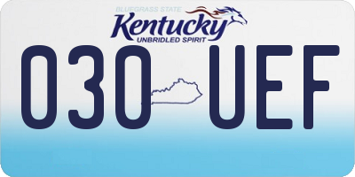 KY license plate 030UEF