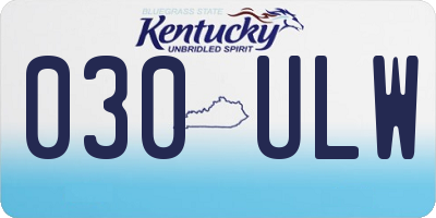 KY license plate 030ULW