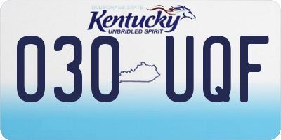 KY license plate 030UQF