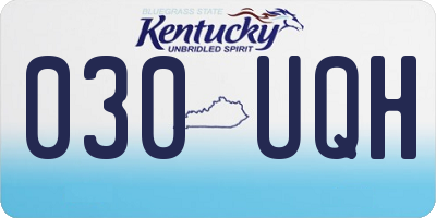 KY license plate 030UQH