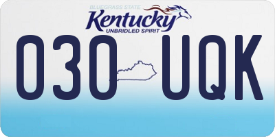 KY license plate 030UQK