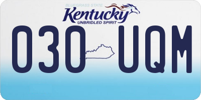 KY license plate 030UQM