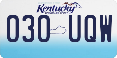 KY license plate 030UQW