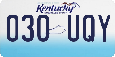 KY license plate 030UQY