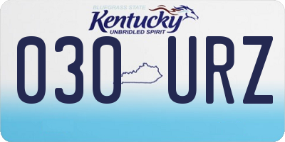 KY license plate 030URZ