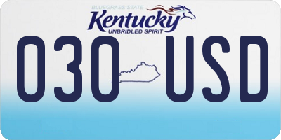 KY license plate 030USD