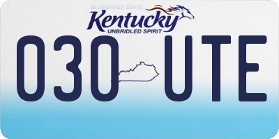 KY license plate 030UTE