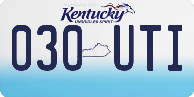 KY license plate 030UTI