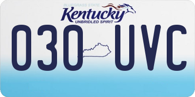 KY license plate 030UVC