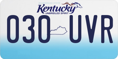 KY license plate 030UVR