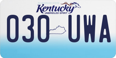 KY license plate 030UWA