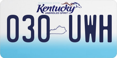 KY license plate 030UWH