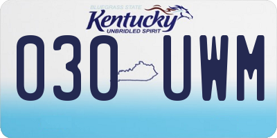 KY license plate 030UWM