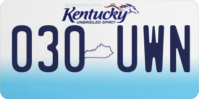 KY license plate 030UWN