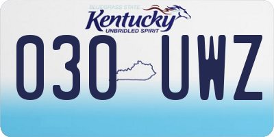 KY license plate 030UWZ