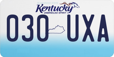 KY license plate 030UXA