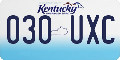 KY license plate 030UXC