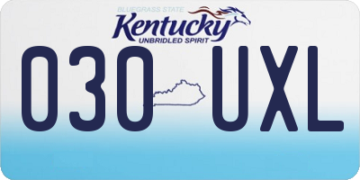 KY license plate 030UXL