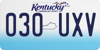 KY license plate 030UXV