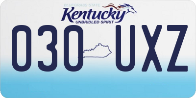 KY license plate 030UXZ