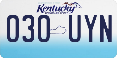 KY license plate 030UYN