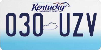 KY license plate 030UZV