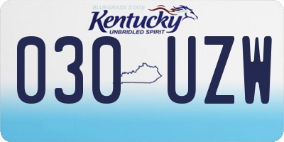 KY license plate 030UZW