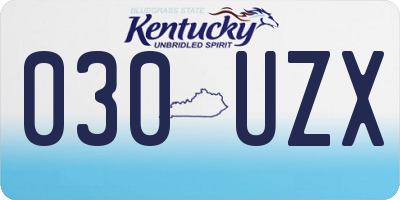 KY license plate 030UZX