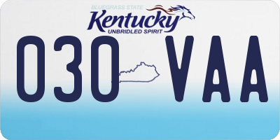 KY license plate 030VAA