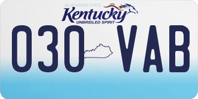 KY license plate 030VAB