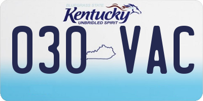 KY license plate 030VAC
