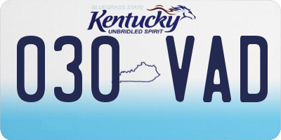 KY license plate 030VAD