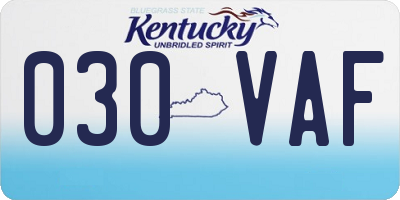 KY license plate 030VAF