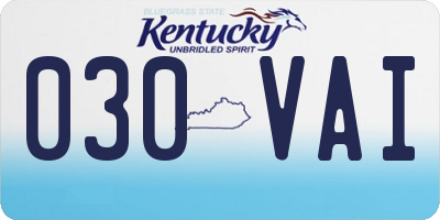 KY license plate 030VAI