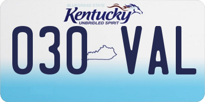 KY license plate 030VAL