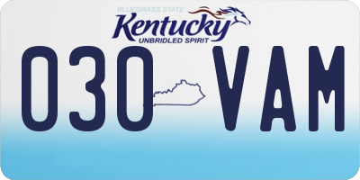 KY license plate 030VAM