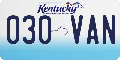 KY license plate 030VAN