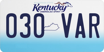 KY license plate 030VAR