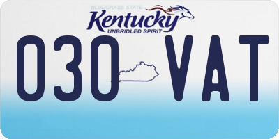 KY license plate 030VAT