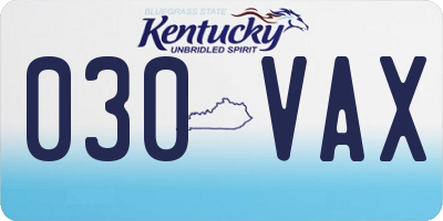 KY license plate 030VAX