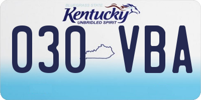 KY license plate 030VBA