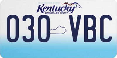 KY license plate 030VBC