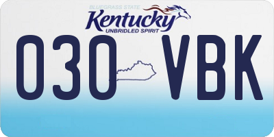 KY license plate 030VBK