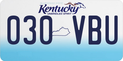 KY license plate 030VBU